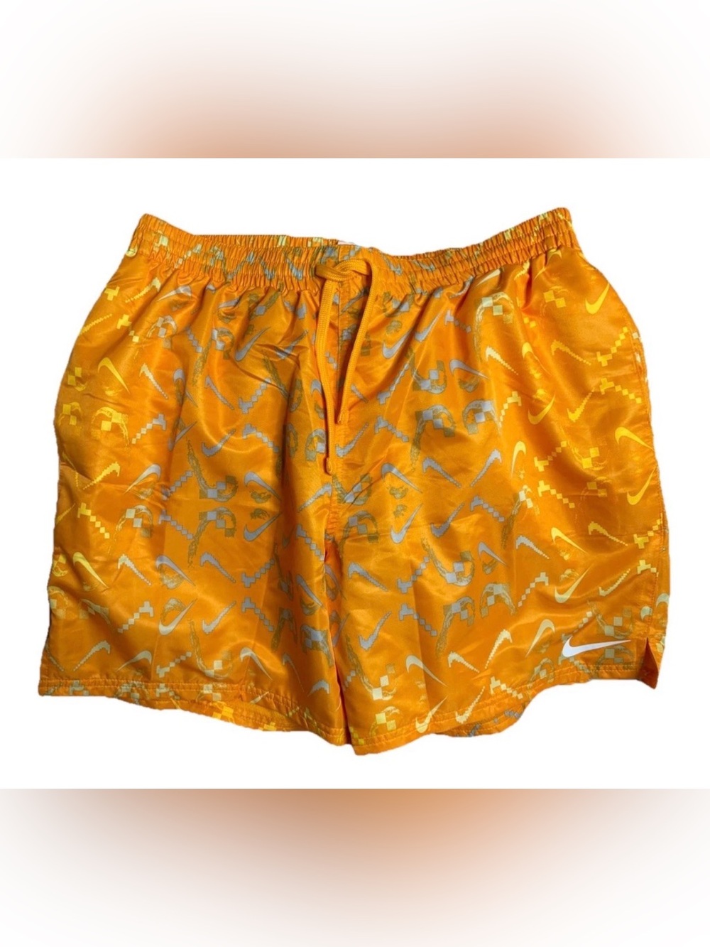 Nike Men’s Swoosh Line 5” Swim Shorts Orange-White Size XL